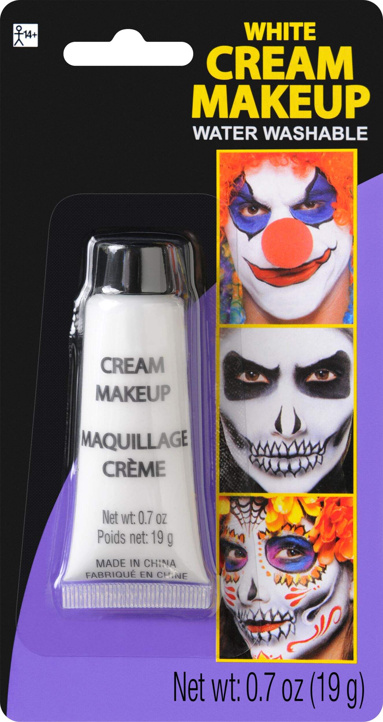 Maquillage de théâtre en crème, blanc, 0,7 oz, accessoire de costume pour l'Halloween Front_Flat