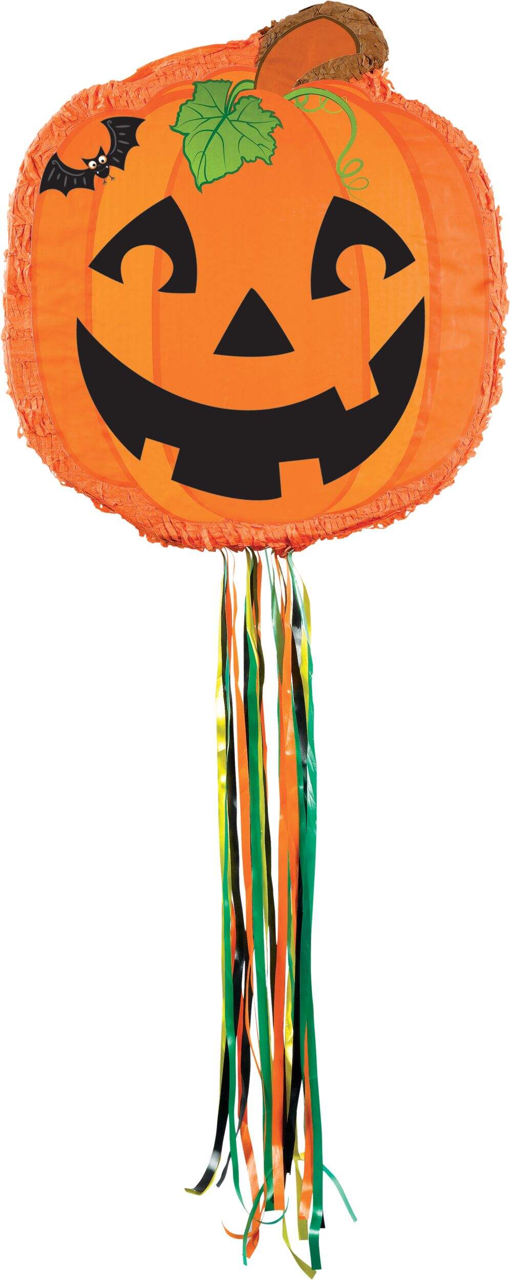 Jack-O'-Lantern Pull String Customizable DIY Hanging Pinata, Orange/Black, 21.5-in, Indoor/Outdoor Decoration for Halloween Front_Flat