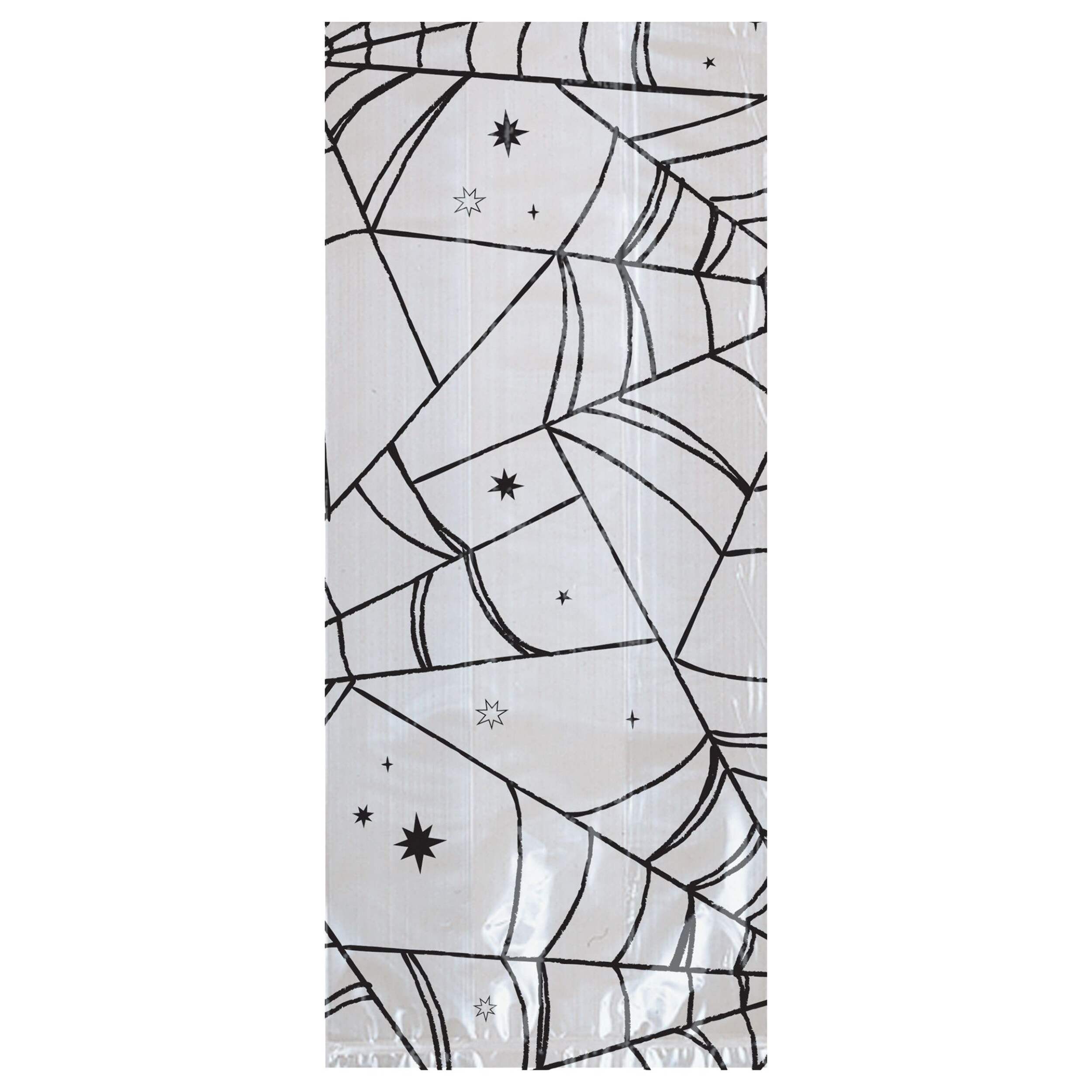 Spider Web Cello Bag, Clear/Black, 9-in, 20-pk, for Halloween CloseUp
