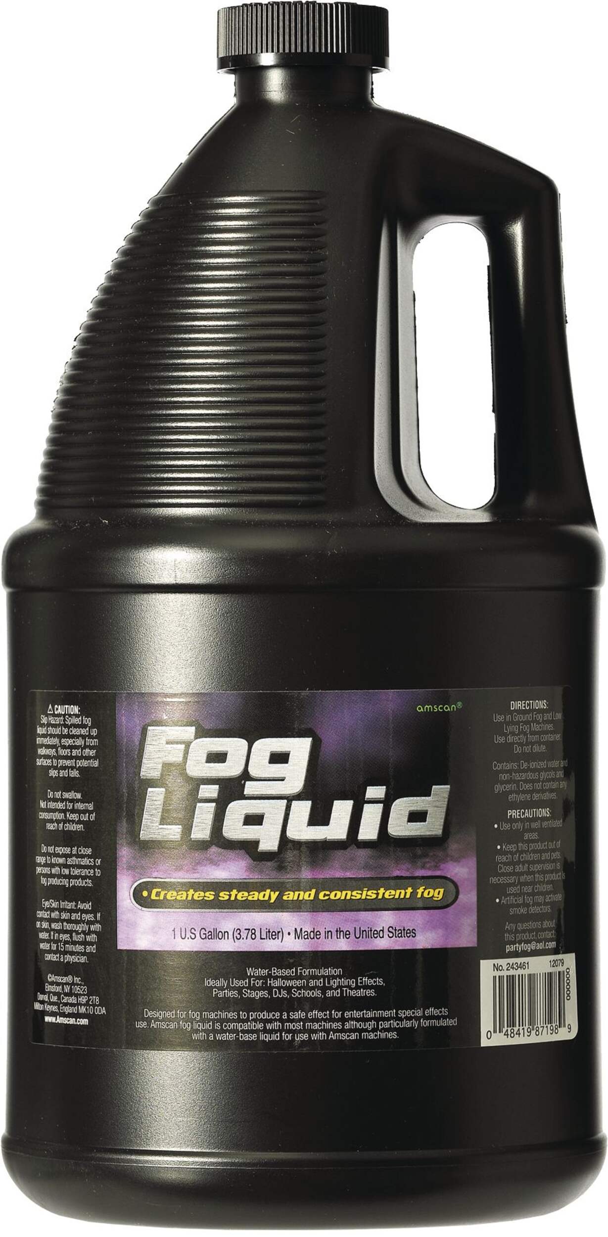 Liquide pour machine à fumée, 3,87 L, non toxique et à base d'eau, décoration d'intérieur/d'extérieur pour l'Halloween Front_Flat