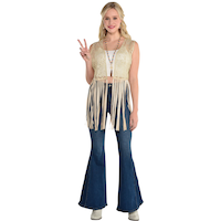 Hippie Tassle Vest, Beige, One Size, Wearable Costume Accessory for Halloween