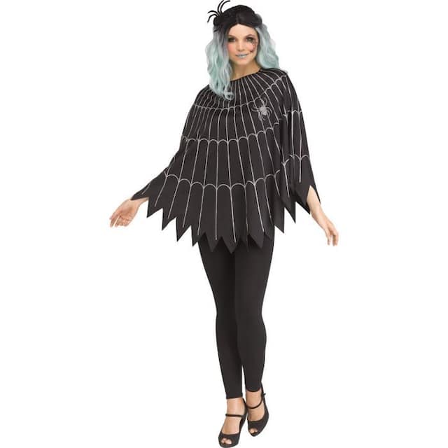 Spider Web Poncho, Black/Silver, One Size, Wearable Costume Accessory ...