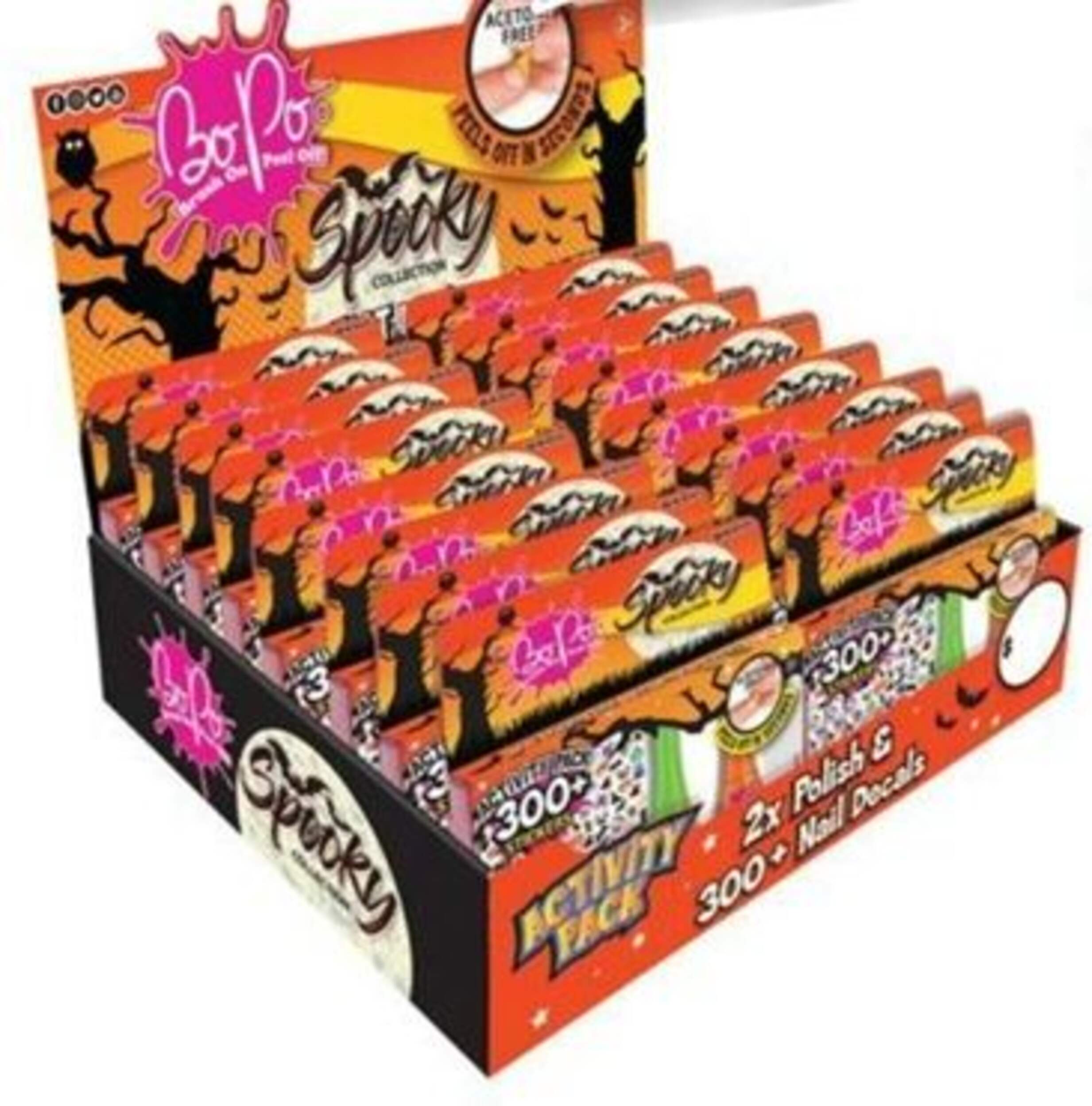 BoPo Spooky Collection Activity Pack with Nail Polish & Decal Stickers, Multi-Coloured, 302-in, for Halloween Front_Three_Fourths_Angled_Right