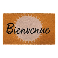 "Bienvenue" French Sun Door Mat, Orange, 30-in, for Easter/Spring Overhead_Flat
