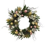 Couronne d'œufs, de fleurs, de feuilles artificiels de Pâques Front_Flat