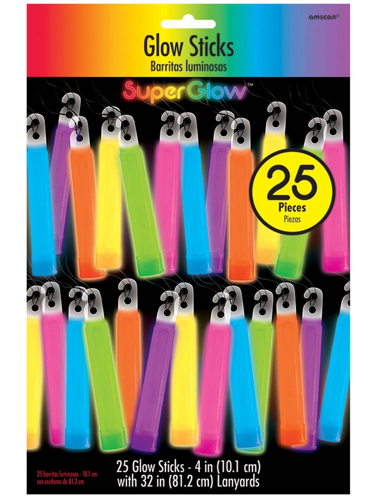 Neon Glow Stick Necklace, Assorted, 4in, 25pk Party City