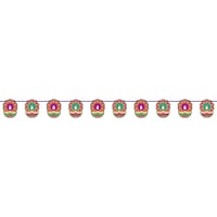 Paper Hanging Lantern Garland Banner Decoration, Green/Purple, 12-ft, for Diwali Front_Flat