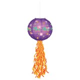 LED Light Up Paper Lantern Hanging Decorations, Purple/Orange, Elephants, 9.5-in, 2-pk, for Diwali Front_Flat