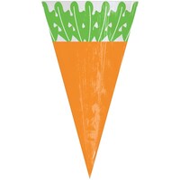 Sacs à friandises de fête en cellophane en forme de carotte, orange/vert, 11 po, paq. 15, pour Pâques/printemps