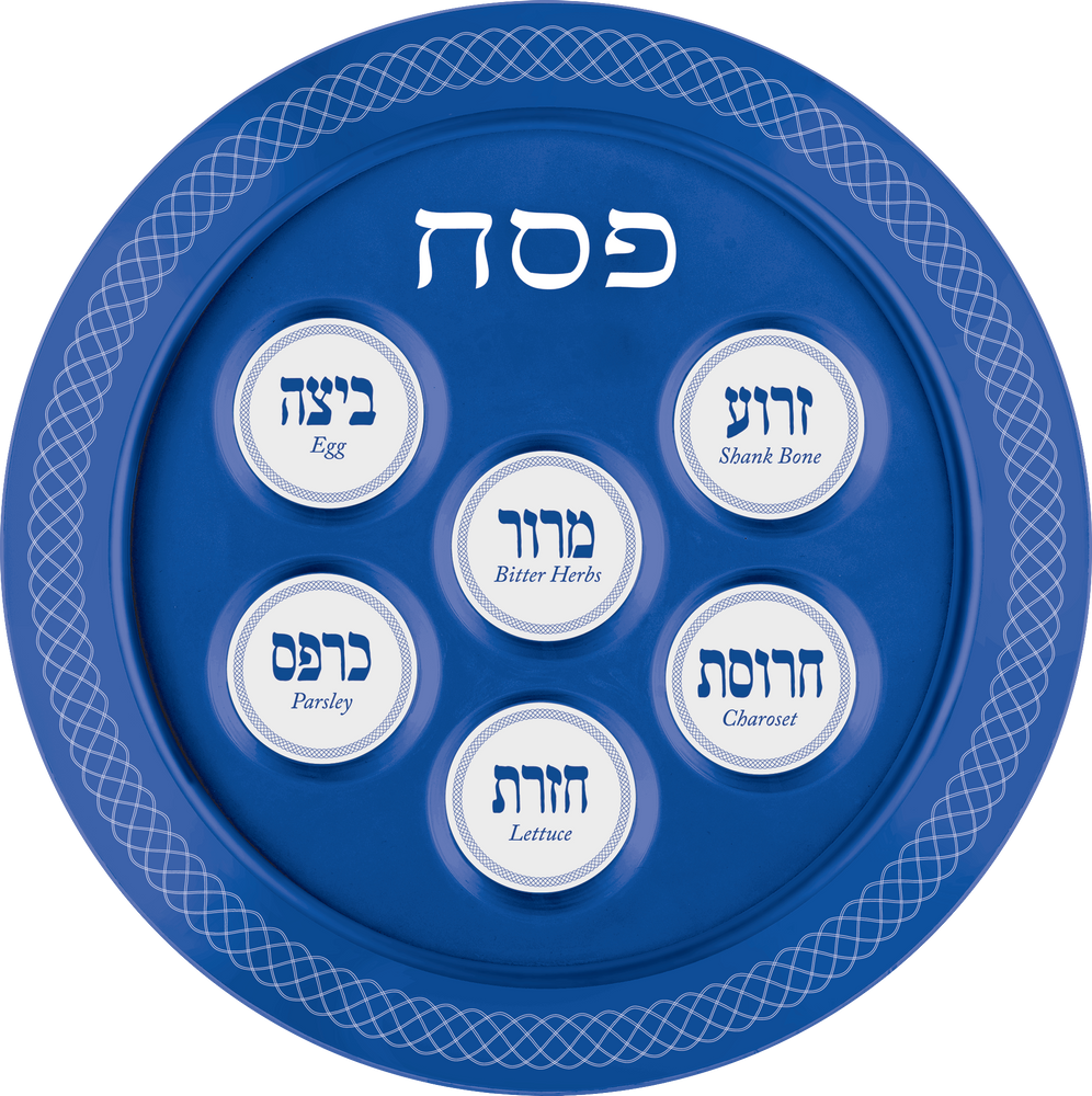 Seder Passover Melamine Plate, Blue/White Party City