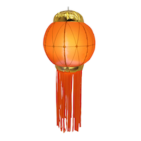 LED Light-Up Waterproof Inflatable Lantern Hanging Decoration, Orange, 5-ft, for Diwali