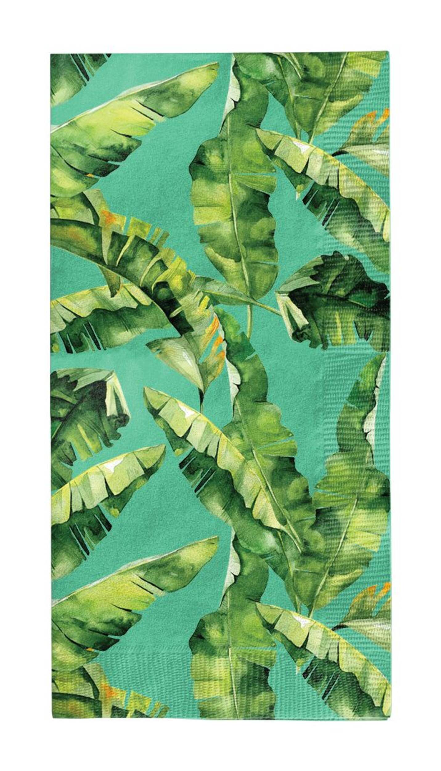 Sophistiplate Palm Spring Rectangle Paper Disposable Guest Towel Napkins, Green, 8-in, 20-pk, 3-ply, for Summer Party Front_Flat