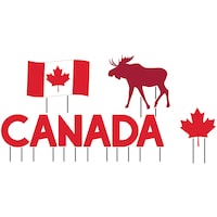 "Canada" Outdoor Yard Stake Sign Decorations, Red, 1.7-ft, 9-pk, for Canada Day