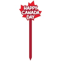 "Happy Canada Day" Outdoor Yard Stake Sign Decoration, Red, 34-in, for Canada Day