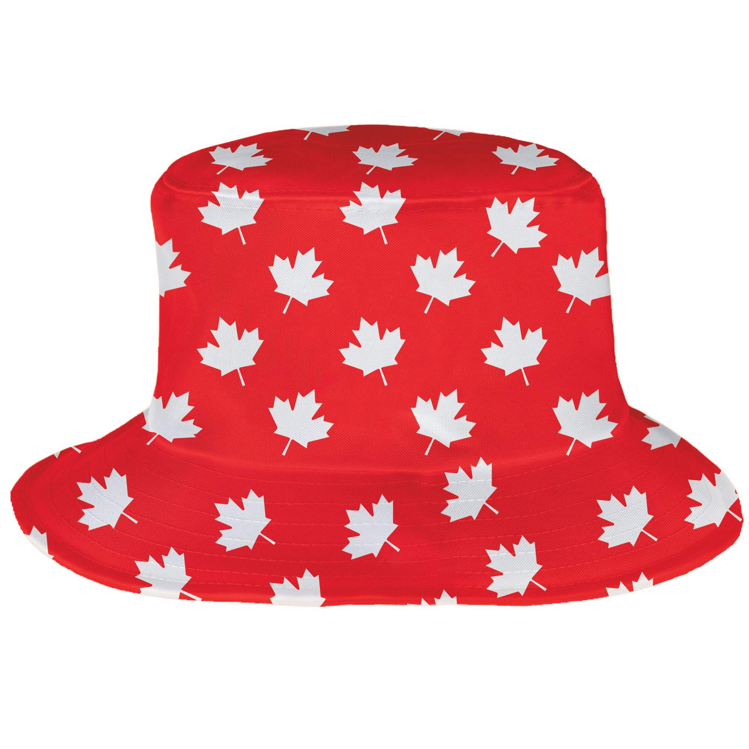Maple Leaf Bucket Hat, Red/White, One Size, for Canada Day Party City