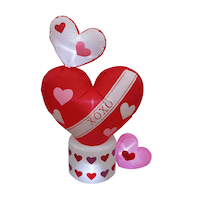 "XOXO" Hearts LED Light-Up Airblown Inflatable, Red/White, 4-ft, Self Inflating Decoration for Valentine's Day
