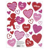 "I love You" Amscan Valentines Glitter Window Decoration Kit, Red/Pink, 17-in, 25-pk, for Valentine's Day Front_Flat