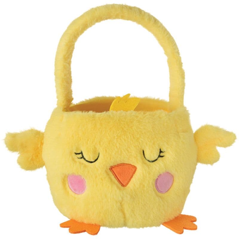 Chick Plush Basket Pail, Yellow, 13-in, for Easter Egg Hunt | Party City