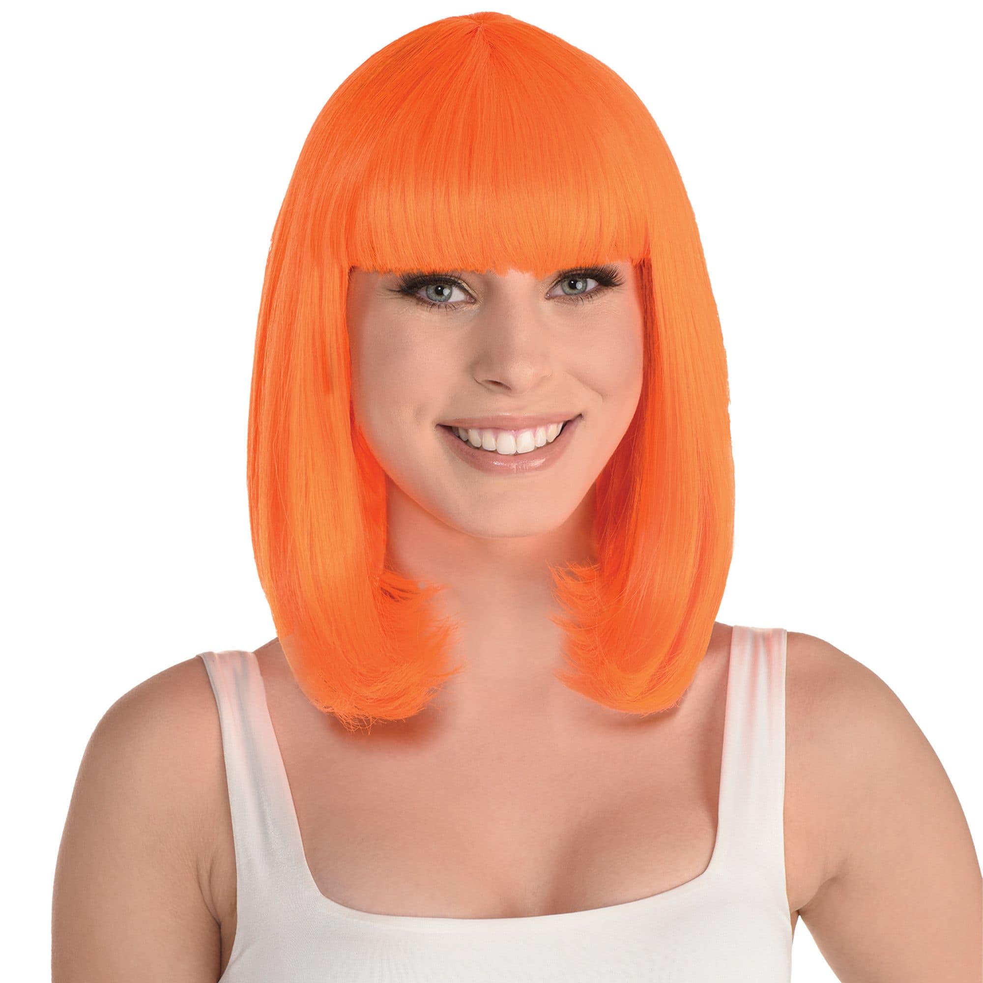 Bob Straight Hair Wig Orange One Size Wearable Costume