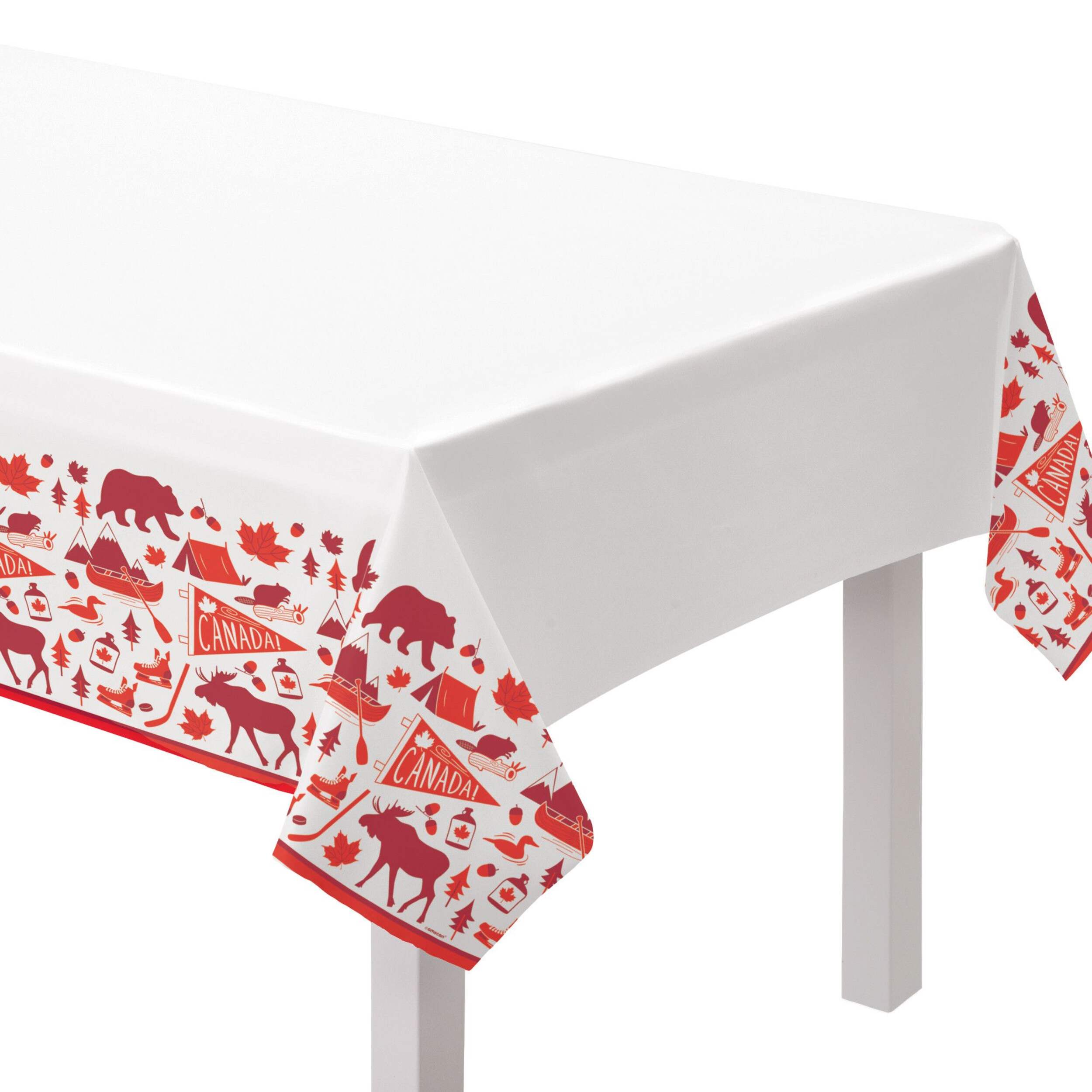 Nappe réutilisable en plastique, Fête du Canada, 15 1/2 x 7 1/2 po CloseUp