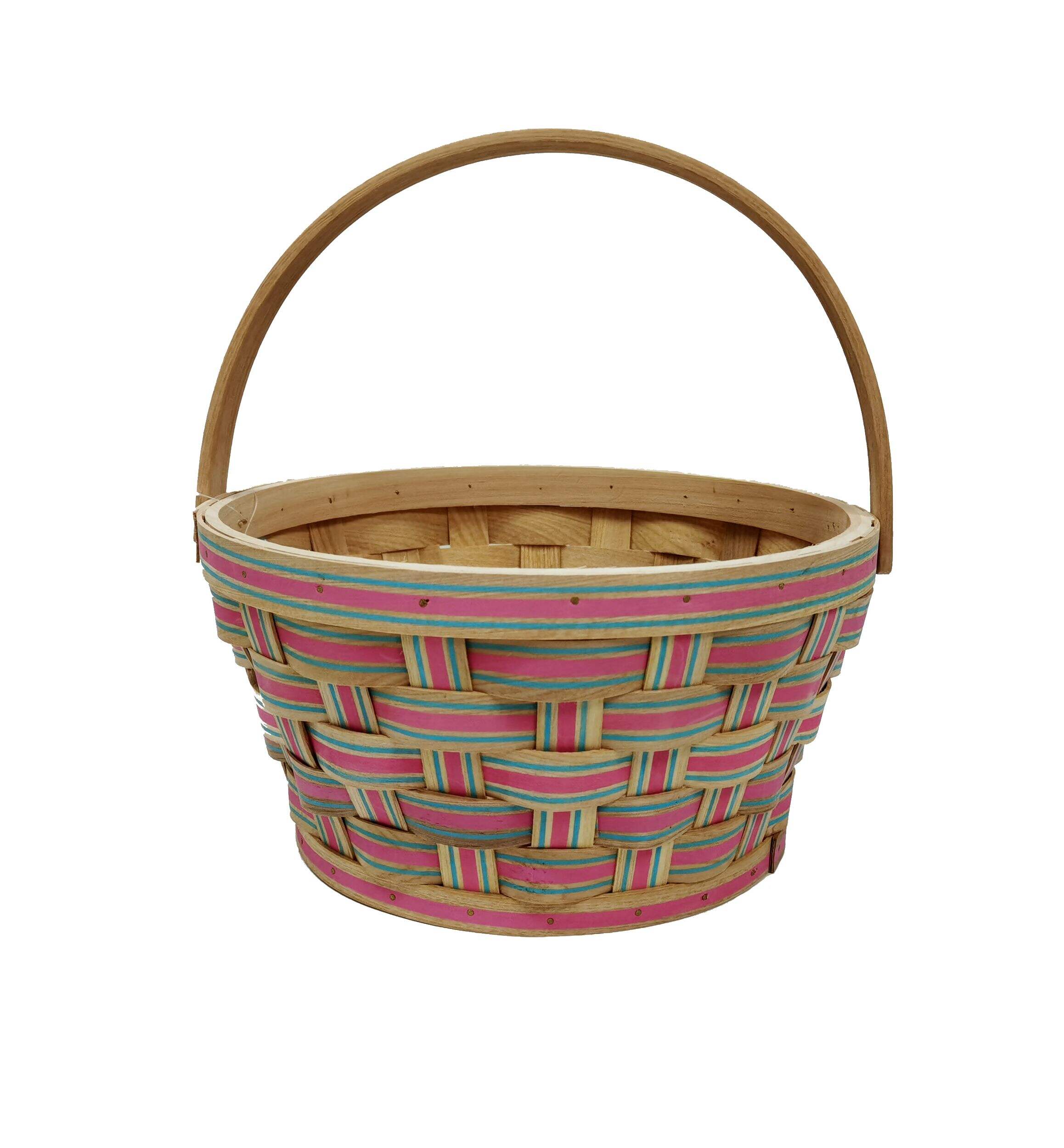 Easter Bamboo Basket, Pink, 10-in Front_Elevated