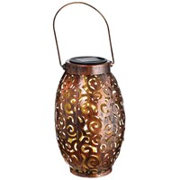 Eco-Friendly Metal Scroll Solar Lantern Hanging Decoration, Bronze, 9-in, for Eid Mubarak/Ramadan Front_Elevated