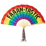 "Faaan-Tastic" Rainbow Handheld Fan, Multi-Coloured, 25-in, for Pride Front_Flat