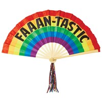 "Faaan-Tastic" Rainbow Handheld Fan, Multi-Coloured, 25-in, for Pride Front_Flat