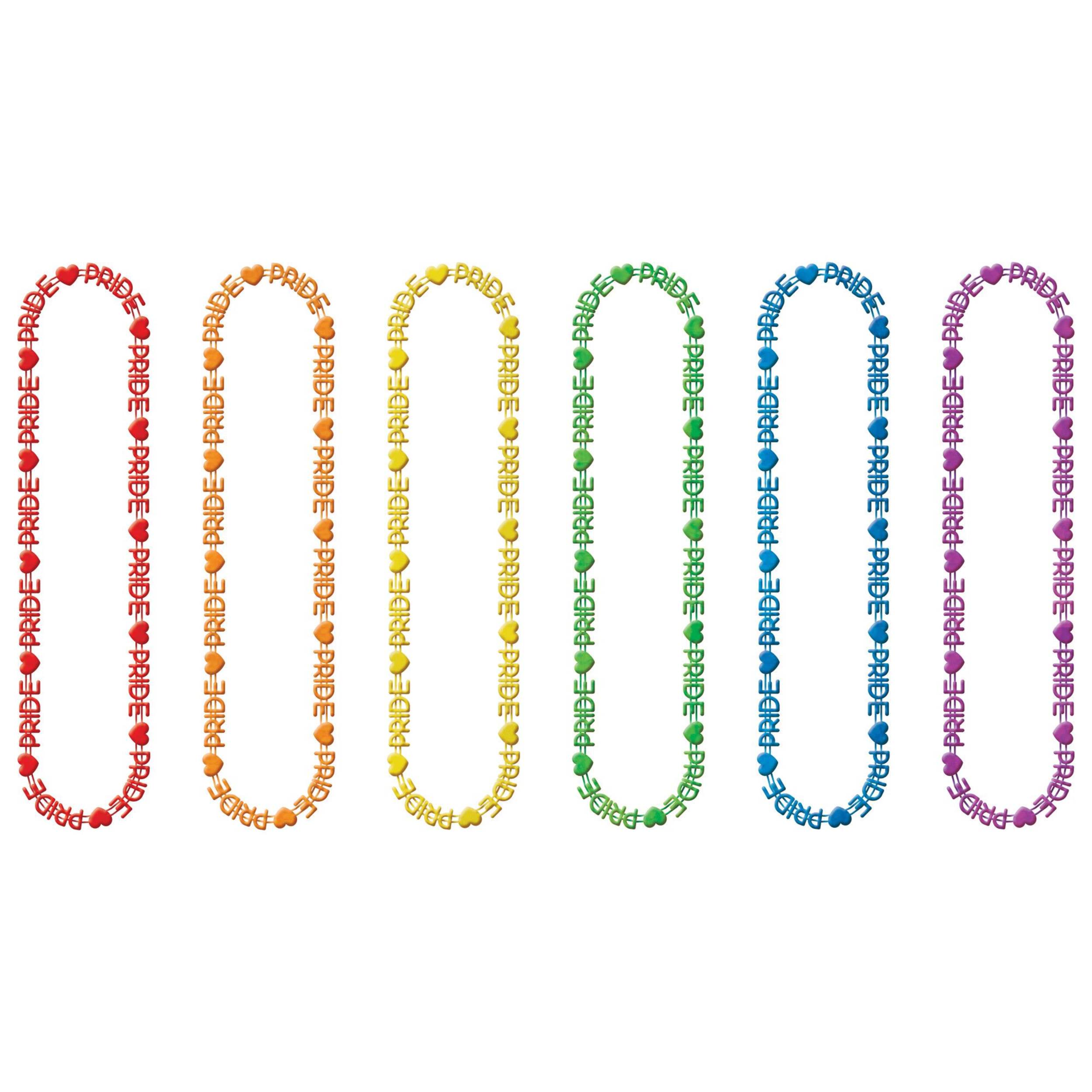 Collier de perles arc-en-ciel de la Fierté, taille unique, paq. 6 Front_Flat