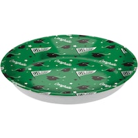 "Congrats Grad" Round Plastic Reusable Serving Bowl, Green, 14-in, for Graduation Front_Elevated