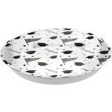 "Congrats Grad" Round Plastic Reusable Serving Bowl, White, 14-in, for Graduation Front_Elevated