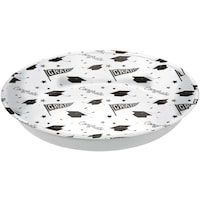 "Congrats Grad" Round Plastic Reusable Serving Bowl, White, 14-in, for Graduation Front_Elevated