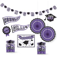 "Congrats Grad" Room & Table Centerpiece Decorating Kit, Purple, 5-in, 10-pk, for Graduation Front_Flat
