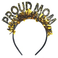 Proud Mom Graduation Headband Accessory, Black Front_Flat