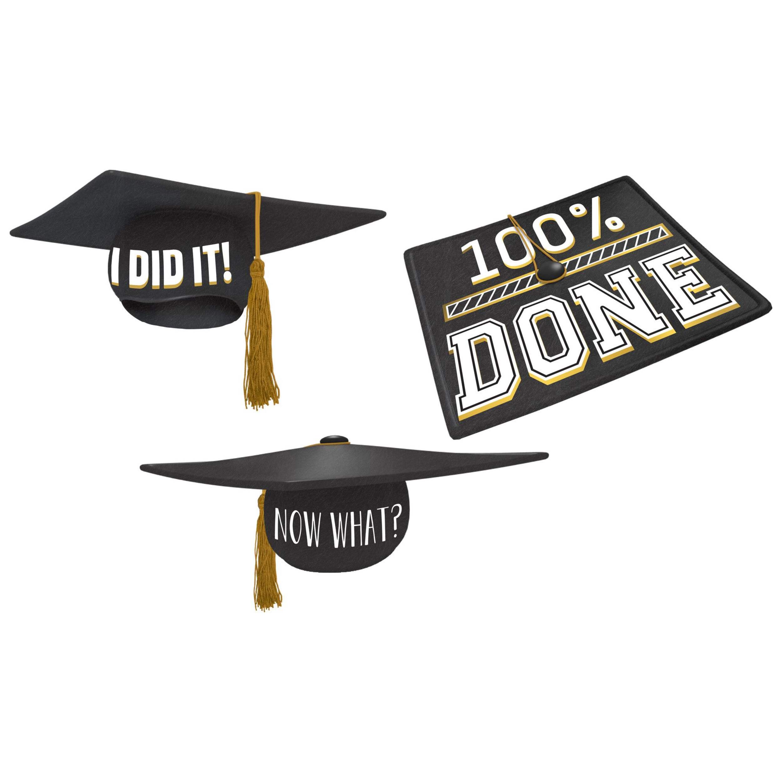 "100% Done" Graduation Cap, Black/Gold, One Size, for Graduation Composite_or_Mixed