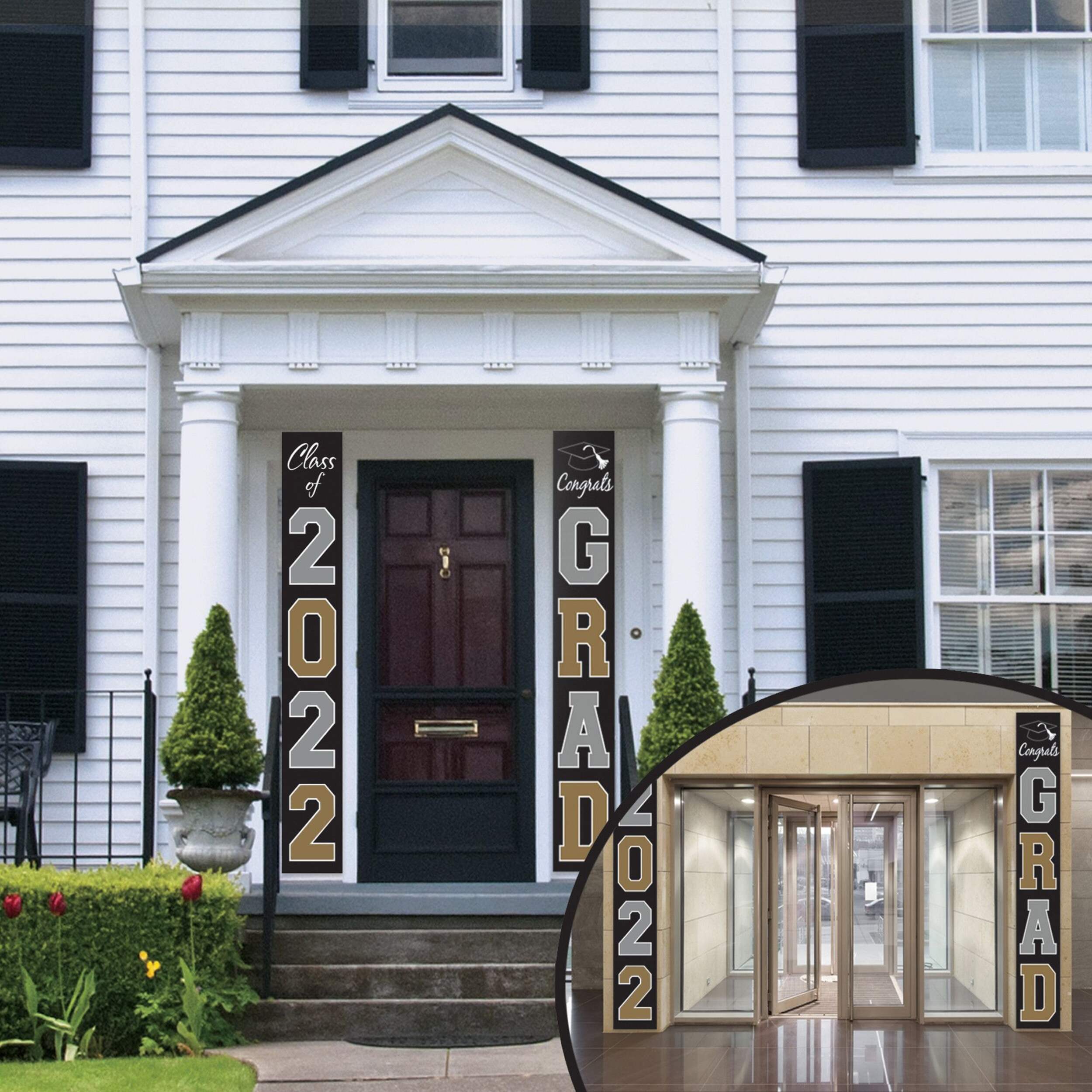 2022 Graduation Hanging Banner, Outdoor Decoration, Multicolour, 2-pc Front_Flat