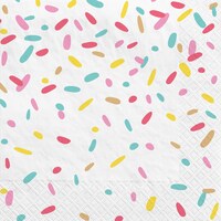 Summer Sweets Square Paper Disposable Beverage Napkins, Multi-Coloured, Sprinkles, 5-in, 16-pk, 2-ply, for Birthday Party Front_Flat
