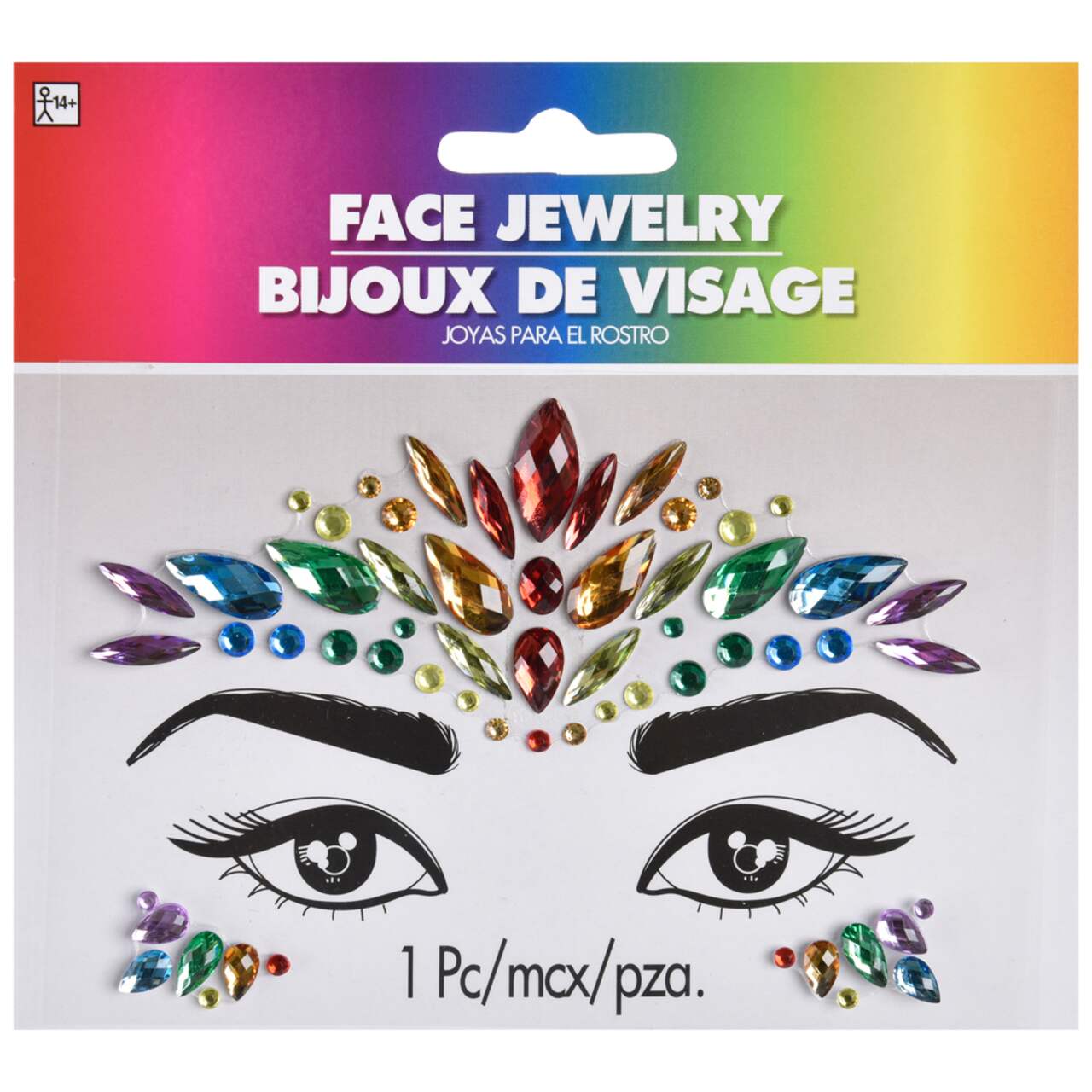 Self Adhesive Face Jewel Stickers Rainbow One Size Wearable