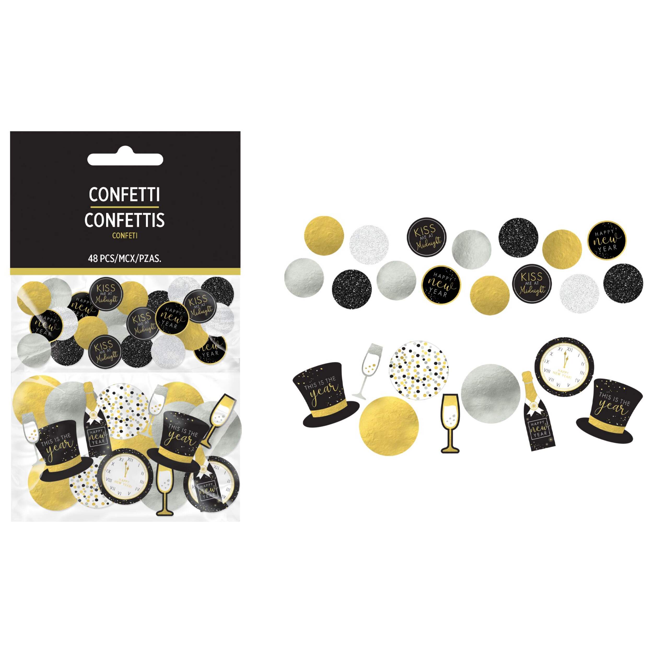 Champagne Bottle/Hat/Round Confetti Table Scatter Decoration, Black