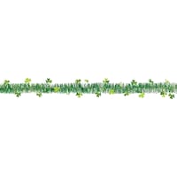 Shamrock Horizontal Hanging Tinsel Garland Banner Decoration, Green, 9-ft, for St. Patrick's Day