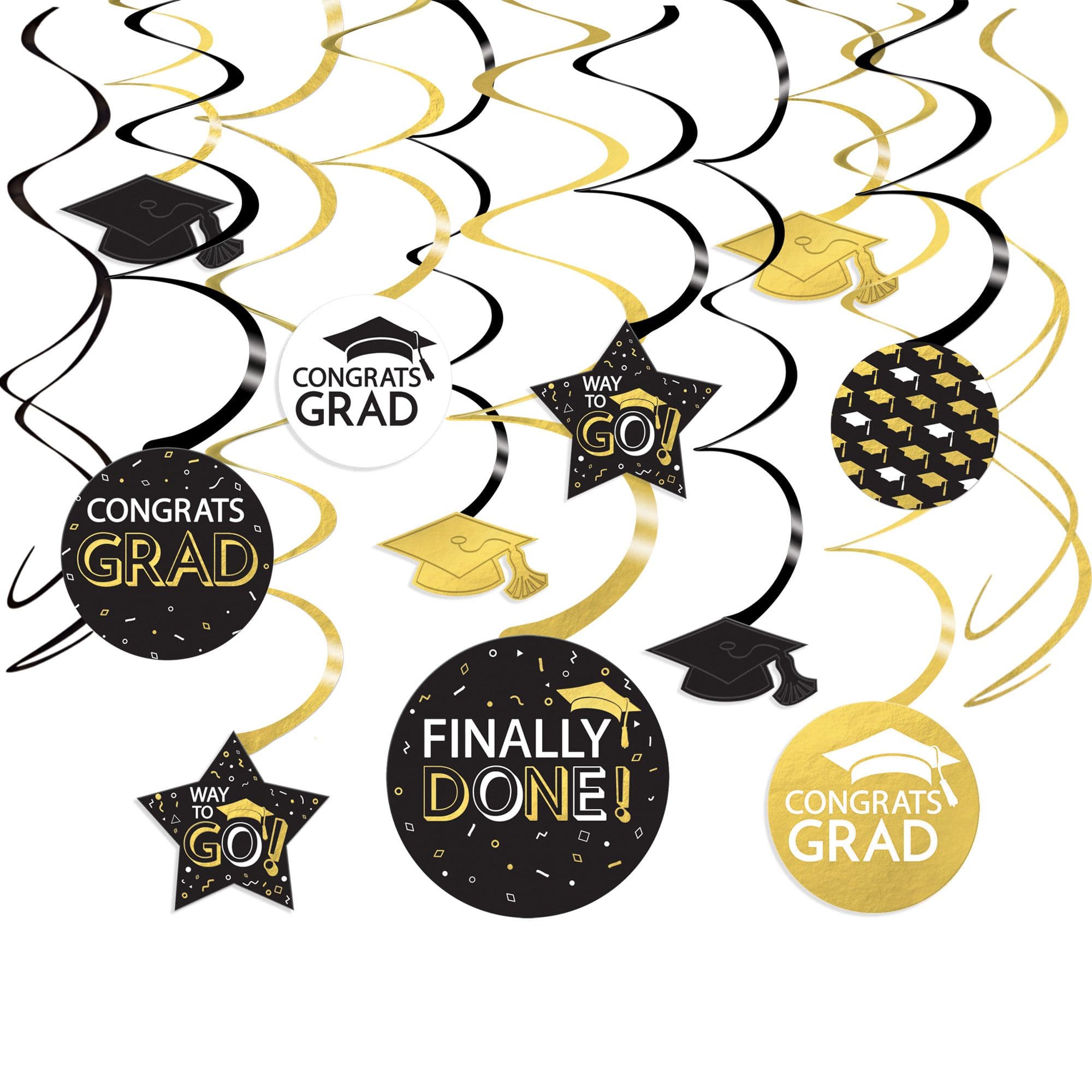 Amscan Congrats Grad Decorative Graduation Swirl Mega Value Pack, 16-pk ...