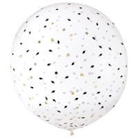 Ballons en latex à confettis en forme de mortier, 24 po, paq. 2 Front_Flat