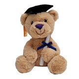 Bear Grad Cap & Diploma Plush Toy, Brown, for Graduation Front_Flat