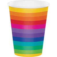Paper Disposable Cups, Rainbow, 12-oz, 8-pk, for Pride/Summer Party Front_Elevated