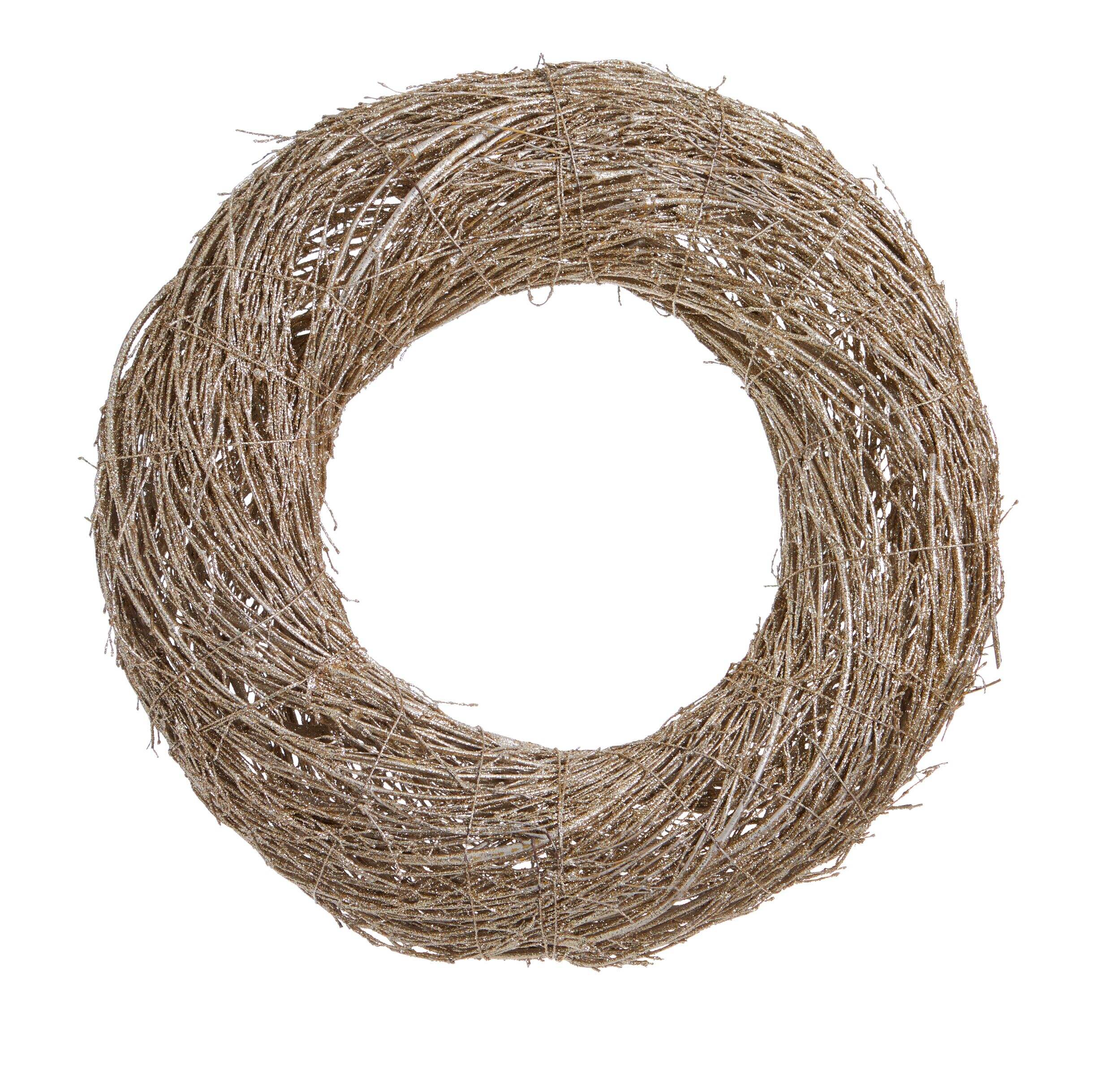 CANVAS Winter Garden Glittered Grapevine Wreath, 18-in Front_Flat