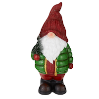 FOR LIVING Christmas Decoration Pre-Lit Large Size Puffer Jacket Gnome, 25.5-in Front_Flat