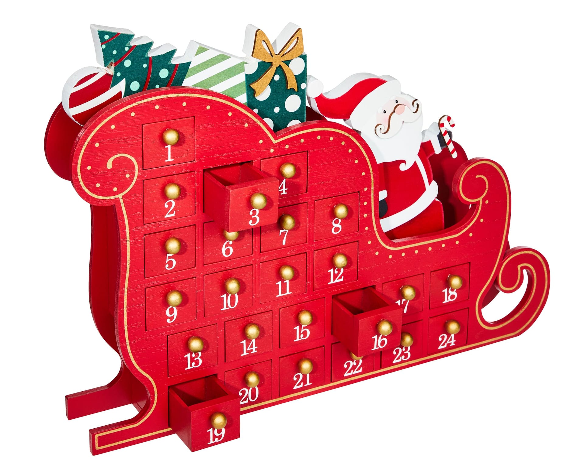 CANVAS Tabletop Sleigh with Drawers Christmas Advent Calendar