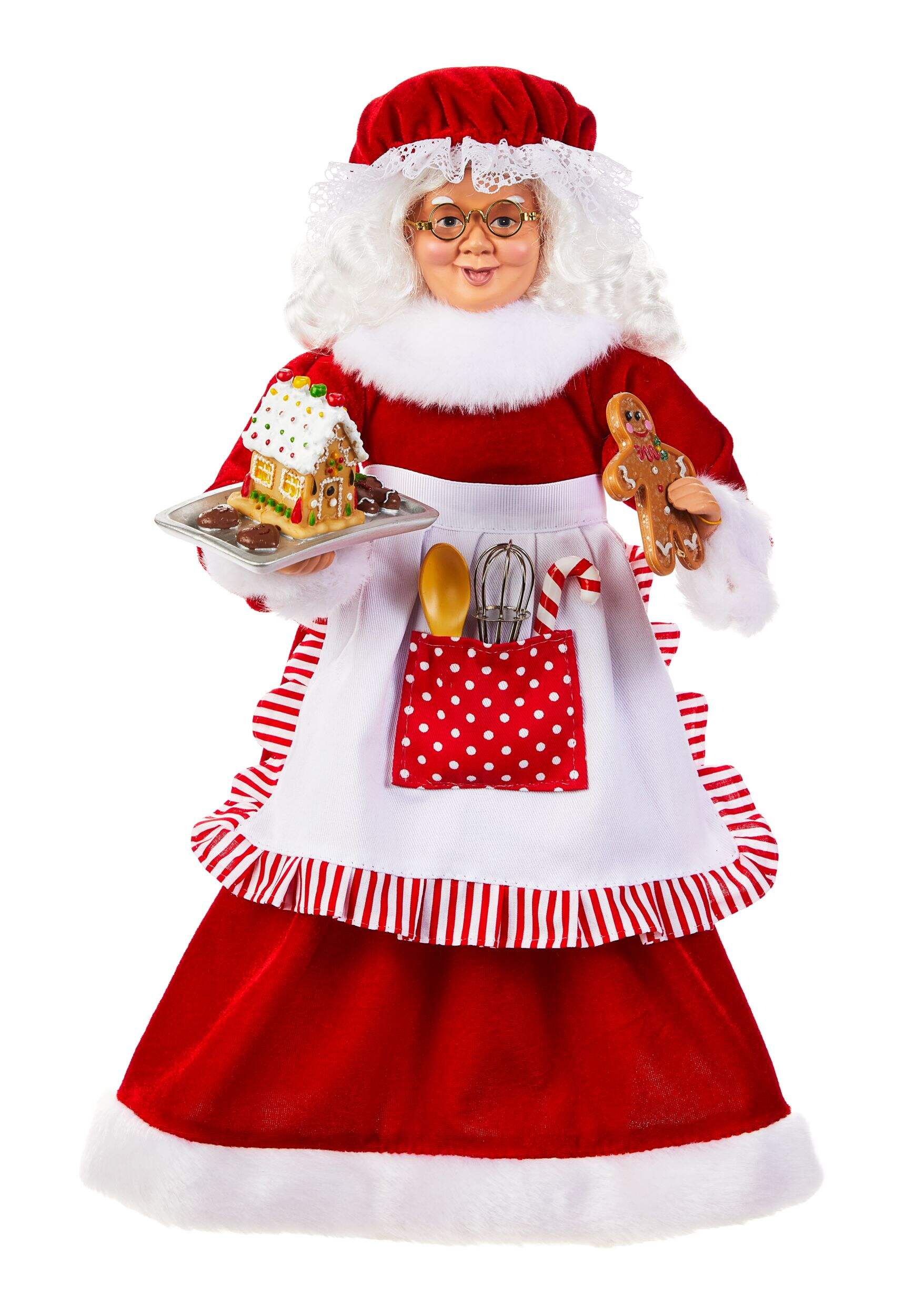 CANVAS Tabletop Christmas Decoration Hand-Made Mrs. Claus, 17-5-in Front_Flat