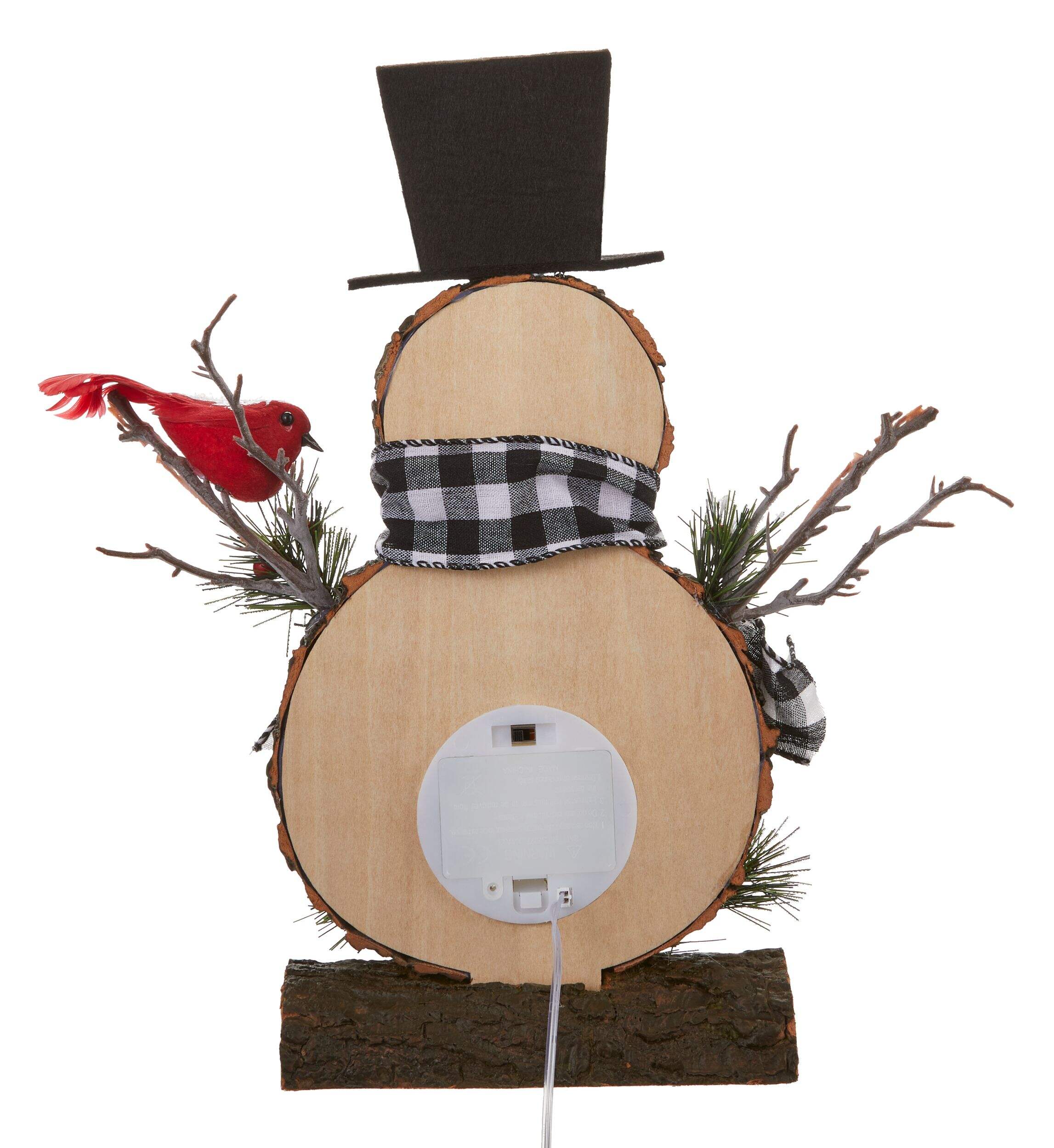 FOR LIVING Christmas Tabletop Snowman Décor with PreLit Wooden