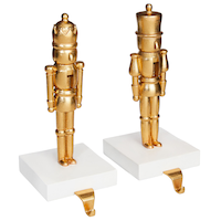CANVAS Gold Nutcracker Christmas Decoration Stocking Holder, 2-pk